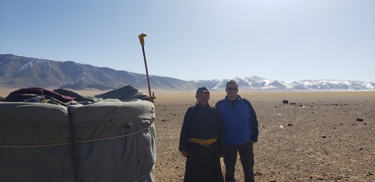 SLC conservationists in the field working to preserve wildlife corridors in the Altai Mountains of Mongolia.