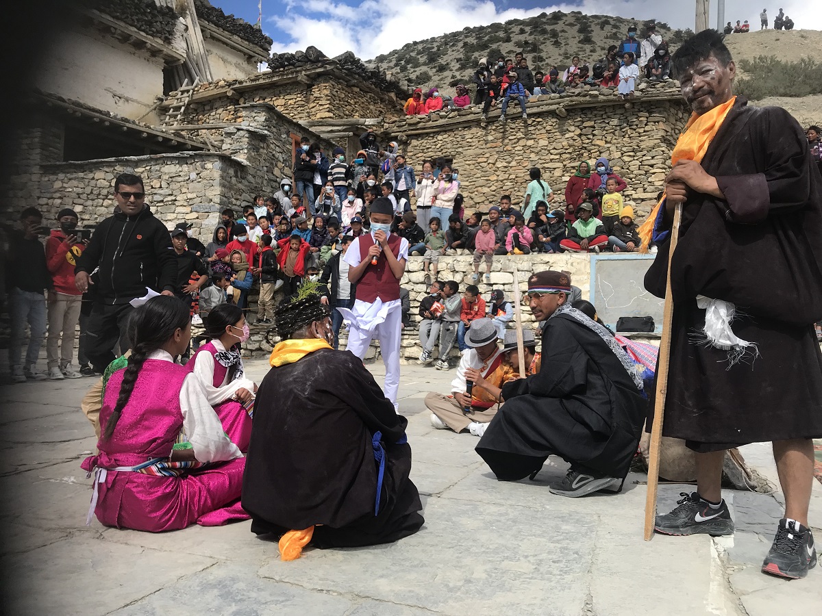 Students participating in empowerment program for snow leopard conservation in Mustang, Nepal