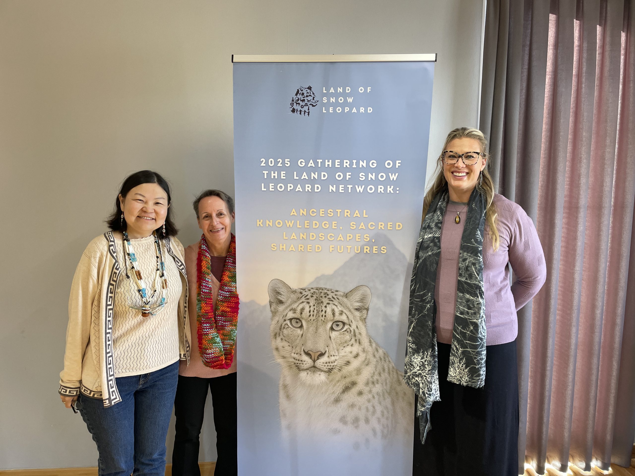 The Snow Leopard Conservancy team participate in the Land of Snow Leopard Network gathering in Kyrgyzstan in Sept 2025 - Maria Azhunova, Charleen Gavette, and Ashleigh Lutz-Nelson