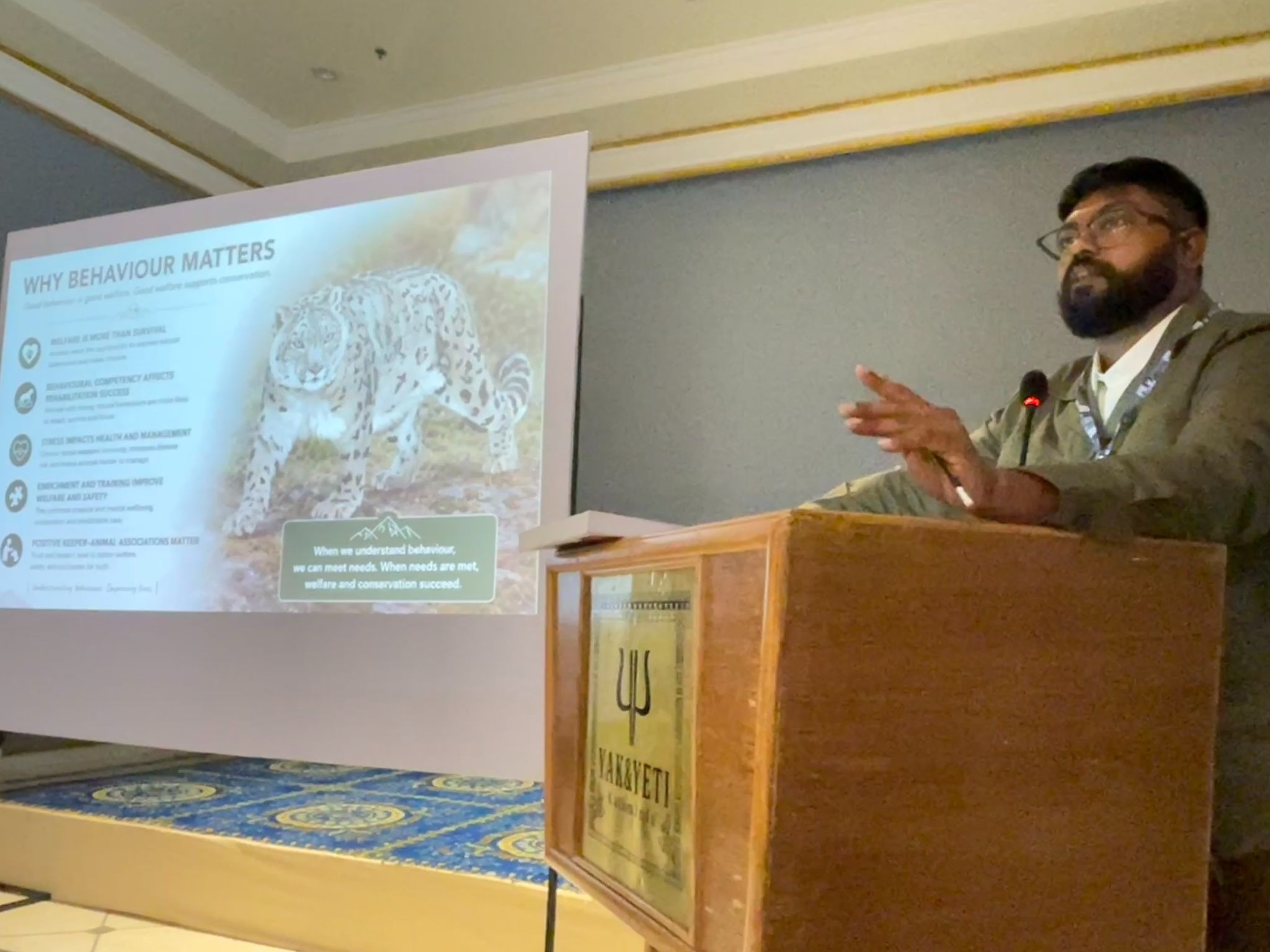 Kartik Thevar speaking at the Asia conservation conference held in Nepal in 2026.